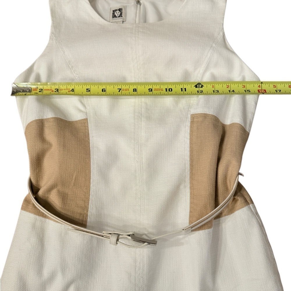 Anne Klein Cream and Tan Sheath Dress w/Belt  Size 2 - Picture 11 of 13